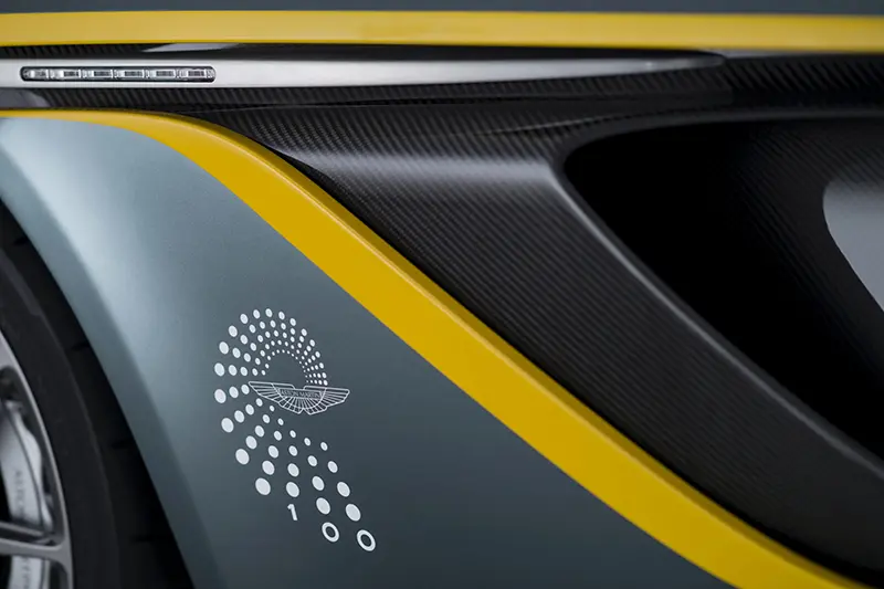 Aston Martin's iconic emblem on the CC100