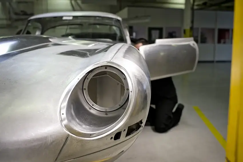 Jaguar E-Type shell being replicated to original specification.