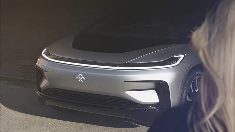 front profile of the Faraday Future FF 91 electric vehicle