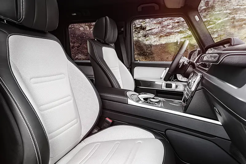 Mercedes G-Class luxury seating in two-tone designo Nappa leather