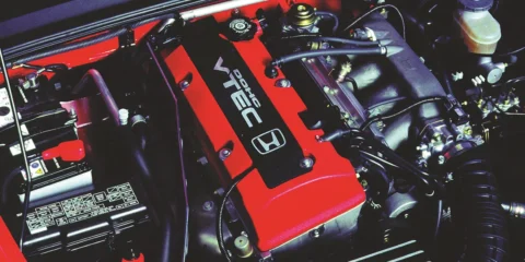 A riced Honda S2000 engine block