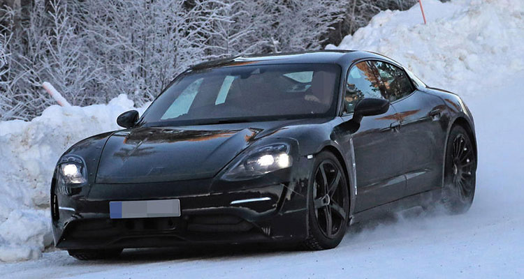 motor-vision porsche e mission front snow