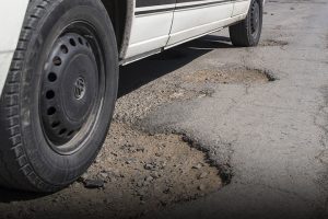 Pothole in road