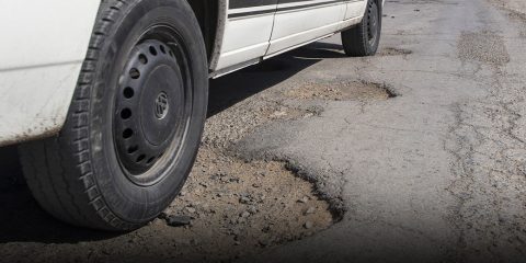 Pothole in road