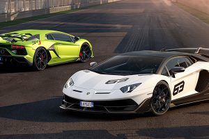 Lamborghini Aventador on track