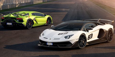 Lamborghini Aventador on track