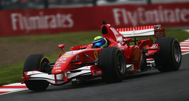 Red Marlboro race car on track