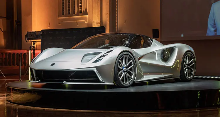 Lotus Evija £2.4 million Electric Hypercar looks stunning in display showroom