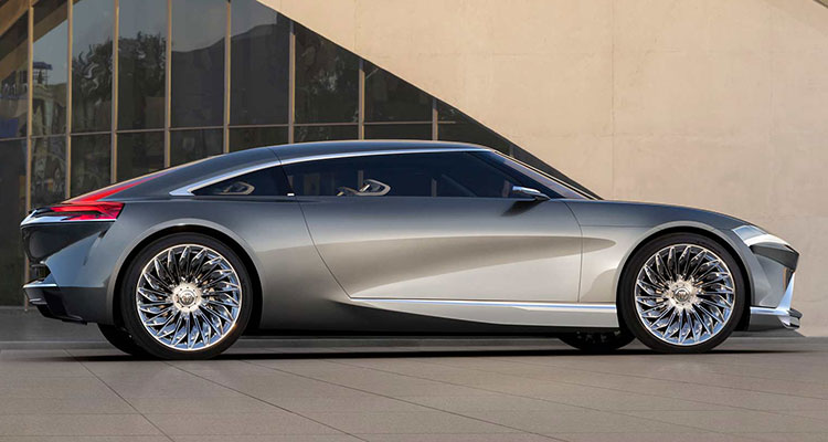 Side profile of Buick's 2+2 Wildcat EV coupé 