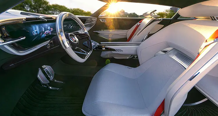 Buick's Wildcat EV's white leather interior 