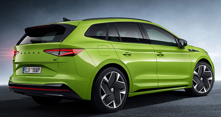 rear view of the Skoda Enyaq RS