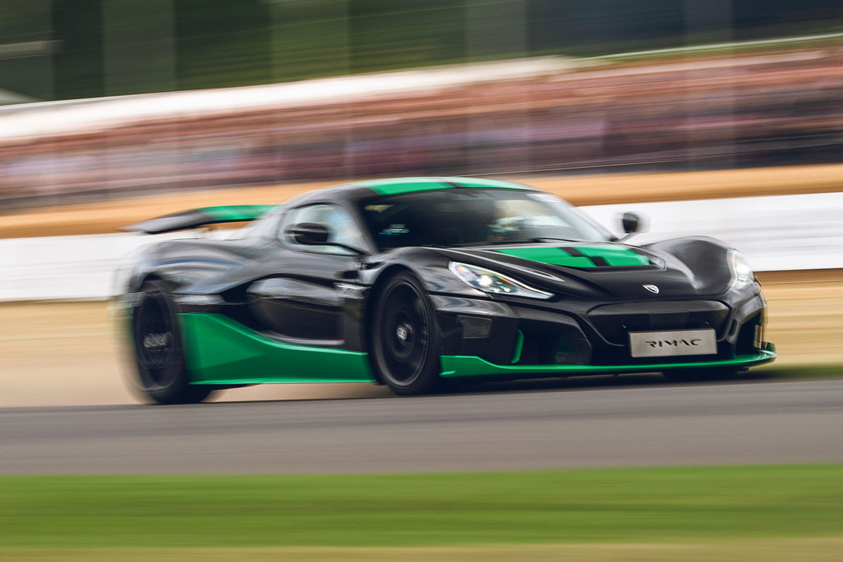 Supercars do not come faster than Rimac Nevera, shown here at Goodwood Festival of Speed 2023