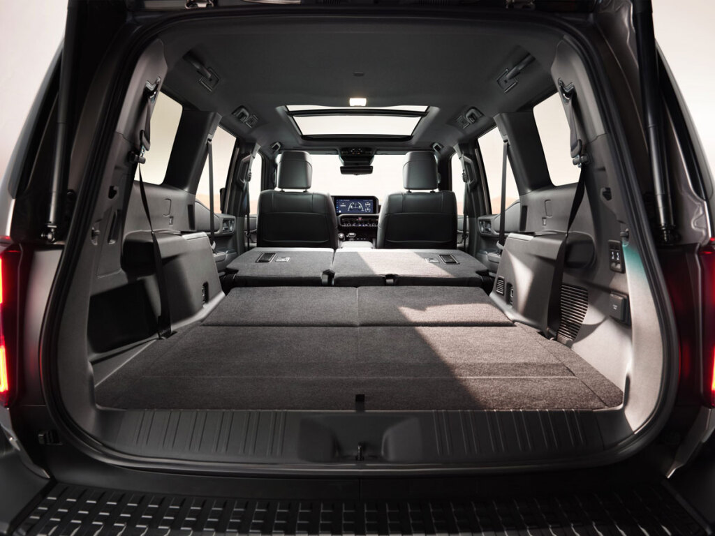 Land Cruiser prototype 250 with seats folded away to demonstrate ample luggage space