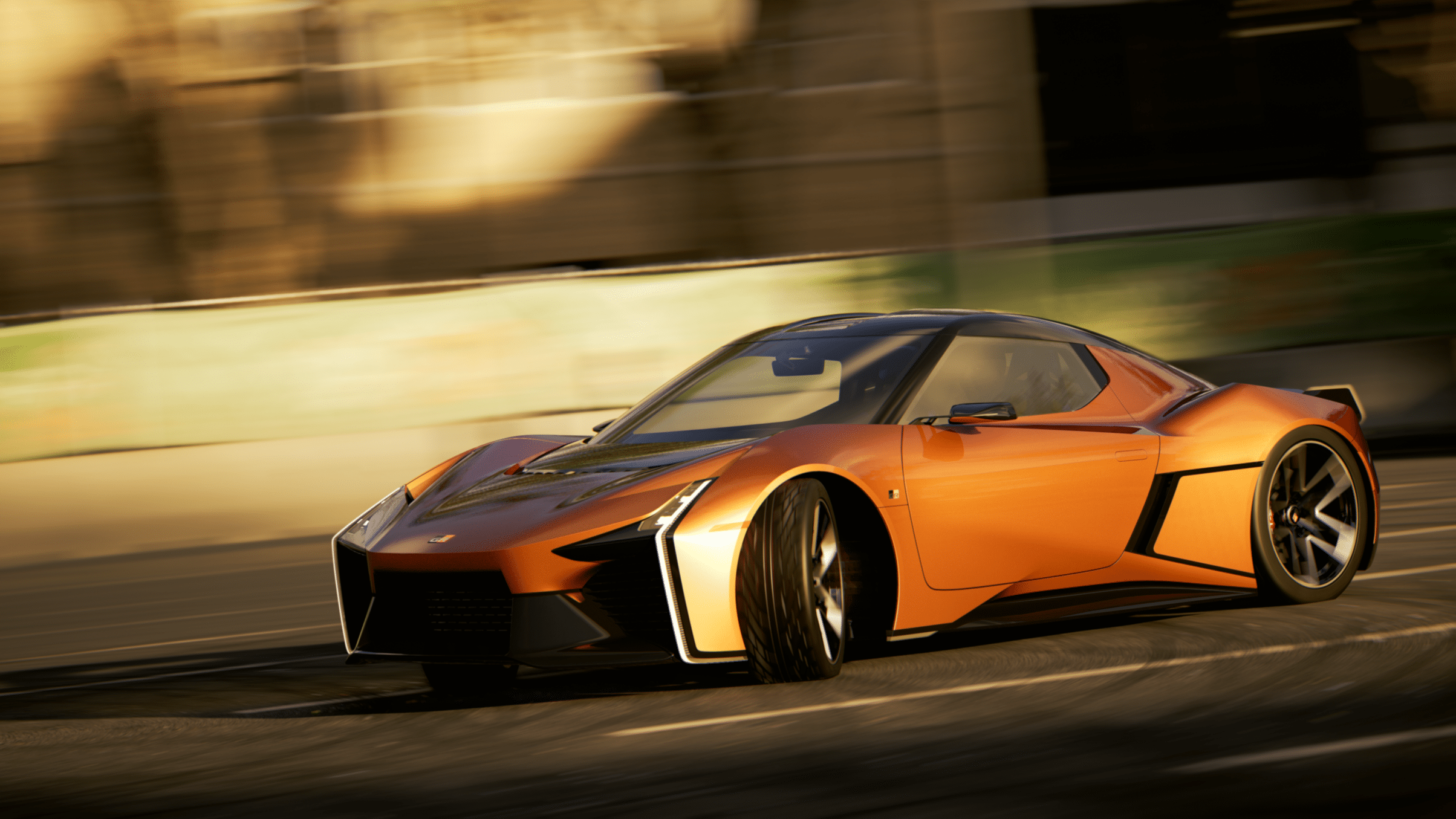 Toyota FTSe EV Sports car racing around a test track