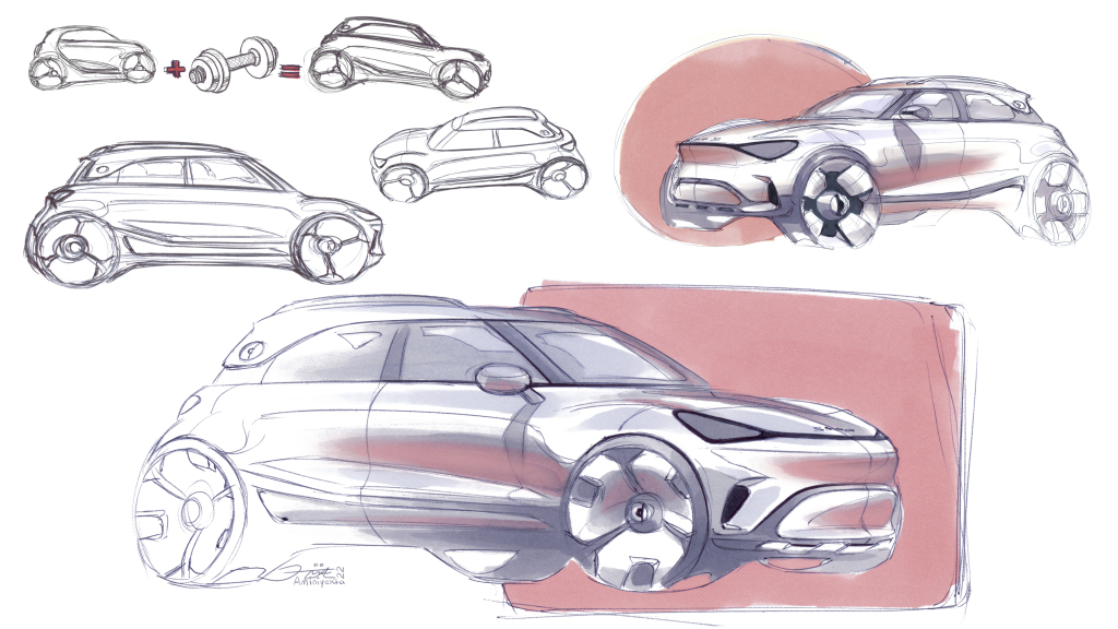 the original Smart #1 design sketch concepts