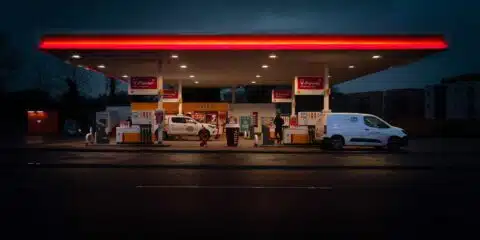 Busy petrol station at night with fuel theft on the rapid increase