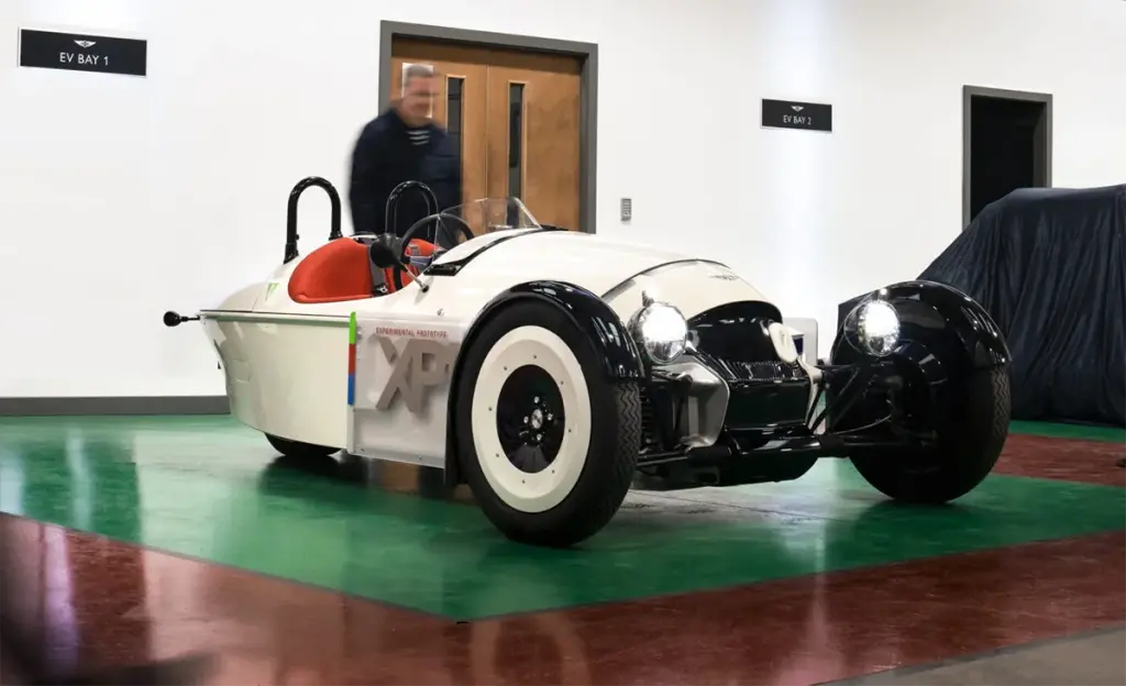 The Morgan Super3 XP-1 EV concept on display