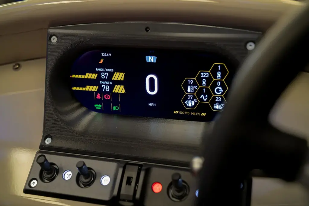 Morgan Super XP-1 EV prototype dashboard. 