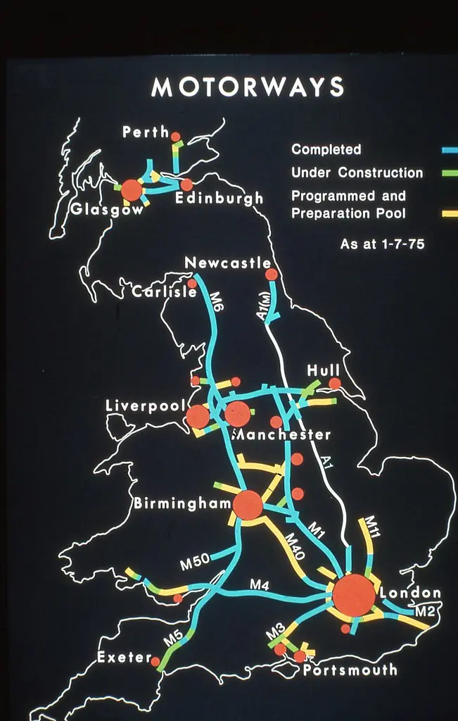 Map of Motorways in the United Kingdom 