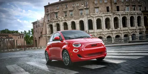 The Fiat 500e City car at the Colosseum