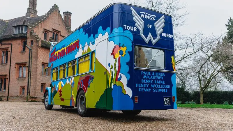 Side view of the Wings tour bus