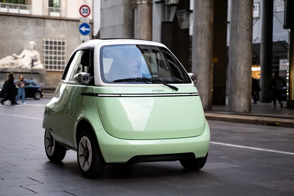 City driving with the Microlino micro EV