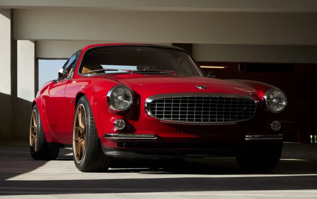 A front view of the Volvo P1800 Cyan GT Remod shows how 1960 elegance can be retained in modern design to create a future classic.