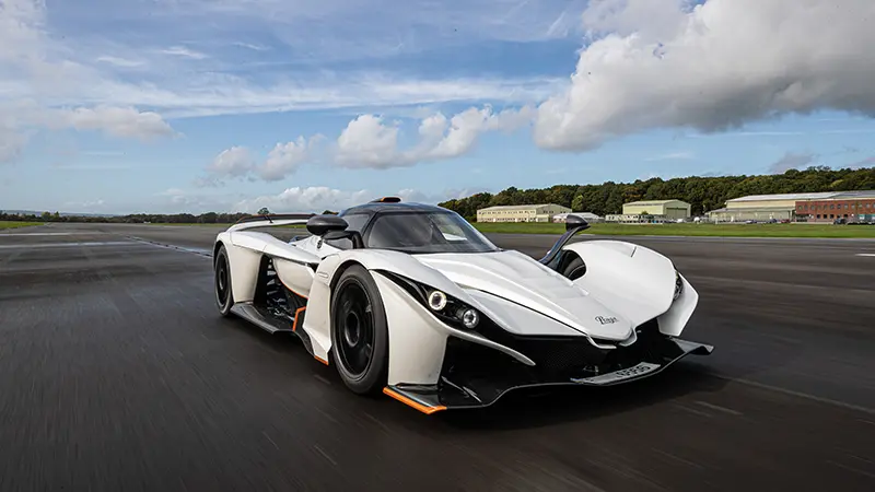 White Praga Bohema Hypercar being prepared for handover