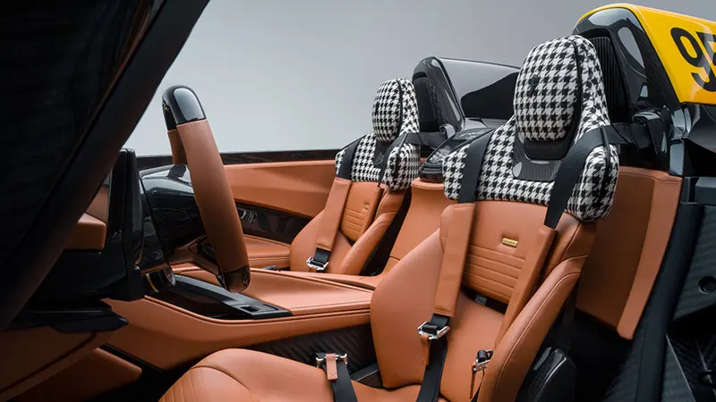 The B95 Gothic's tan leather seats topped with bespoke chequered quilting