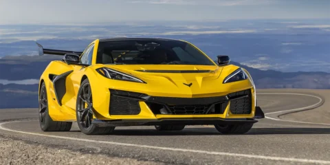 The New Chevrolet Corvette ZR1 on a mountain road