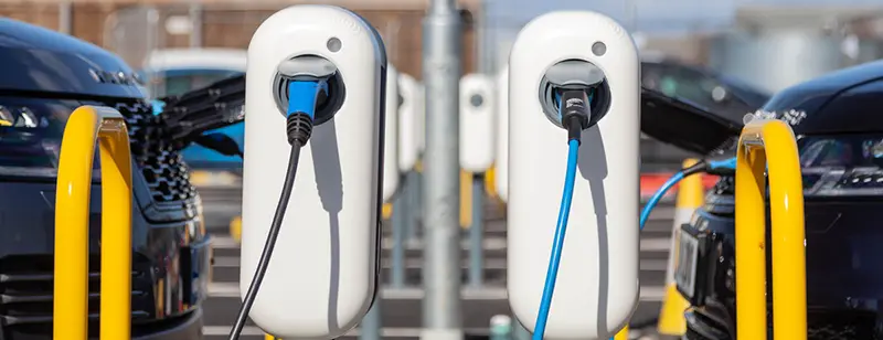 Jaguar Land Rover's smart charging facility for electric vehicles, installed in 2019, the largest in the UK.