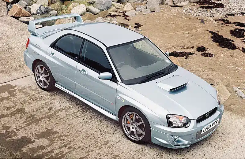 Silver Subaru Impreza at a quarry