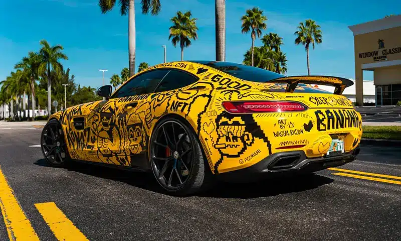 rear view of a custom modified Mercedes AMG GT