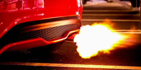 Ricer Car exhaust fire