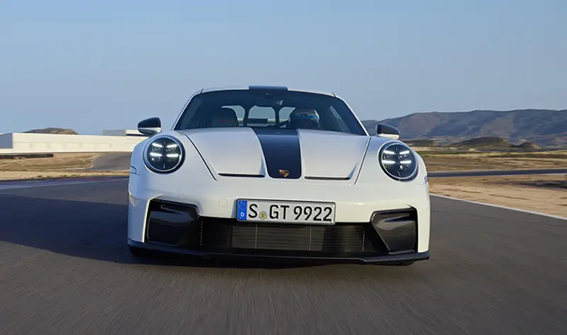 Front view of the 2024 Porsche 911 GT on a track day event