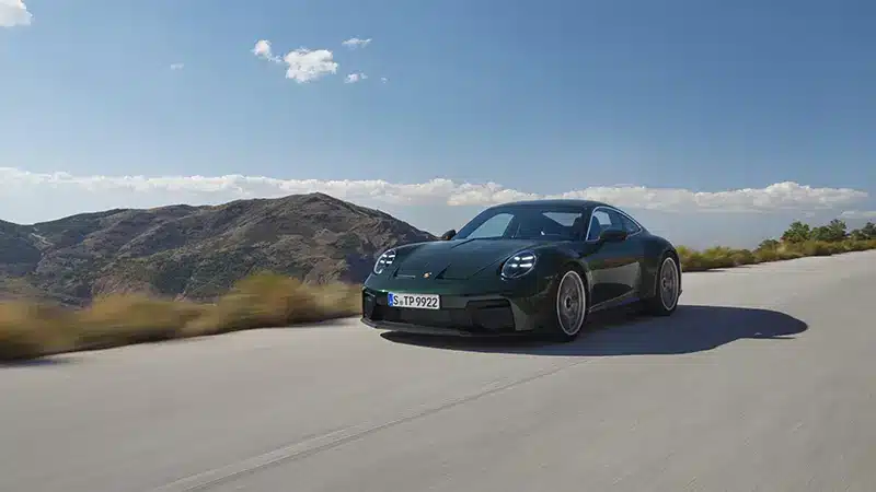 Front/Side view of the 2024 Porsche 911 GT3 with Touring Package, showcasing a refined design