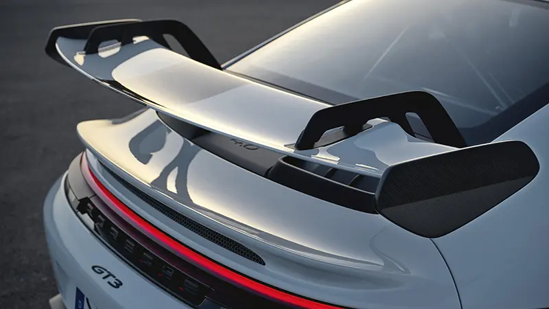 Rear diffuser of the 2024 Porsche 911 GT enhancing aerodynamics.