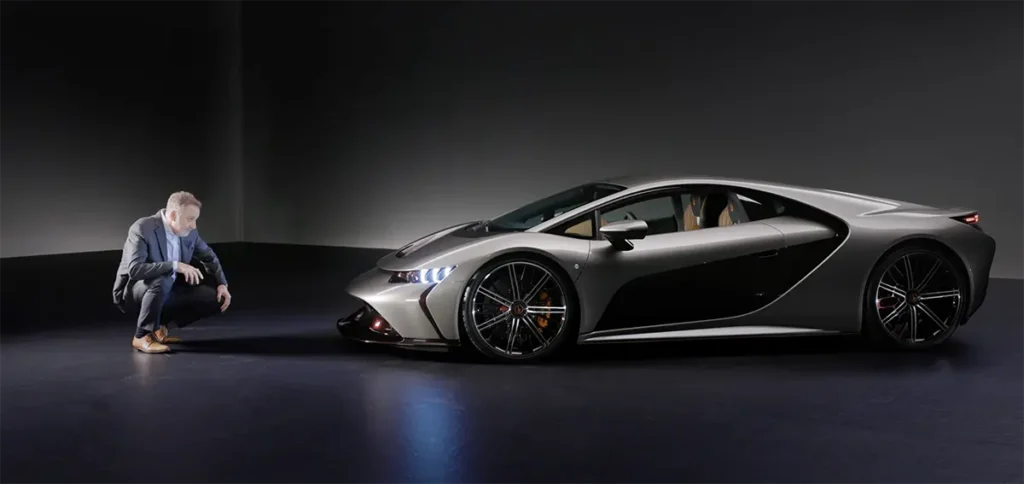 Giovanni Bertone inspecting the GB110 hypercar, a modern tribute to his legacy