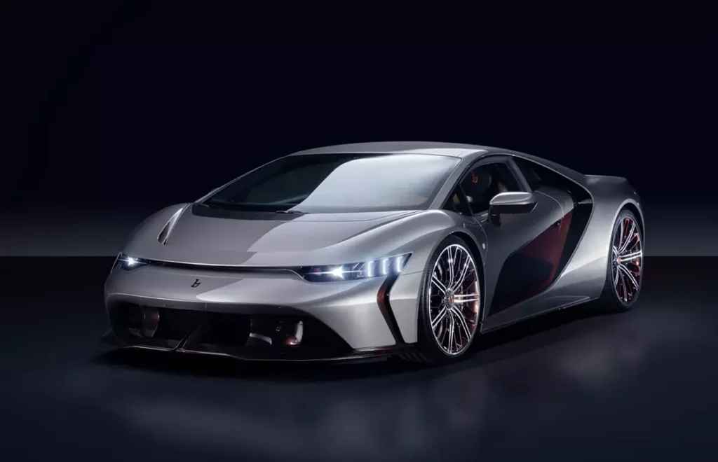 Bertone GB110 hypercar 3/4 front view showcasing smooth Italian design