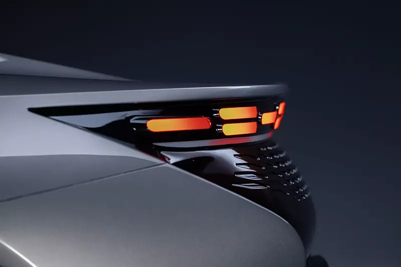 Close-up of Bertone GB110 hypercar rear lights on bootlid