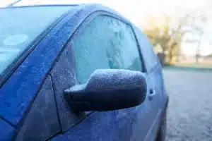 Winter morning frost on a car