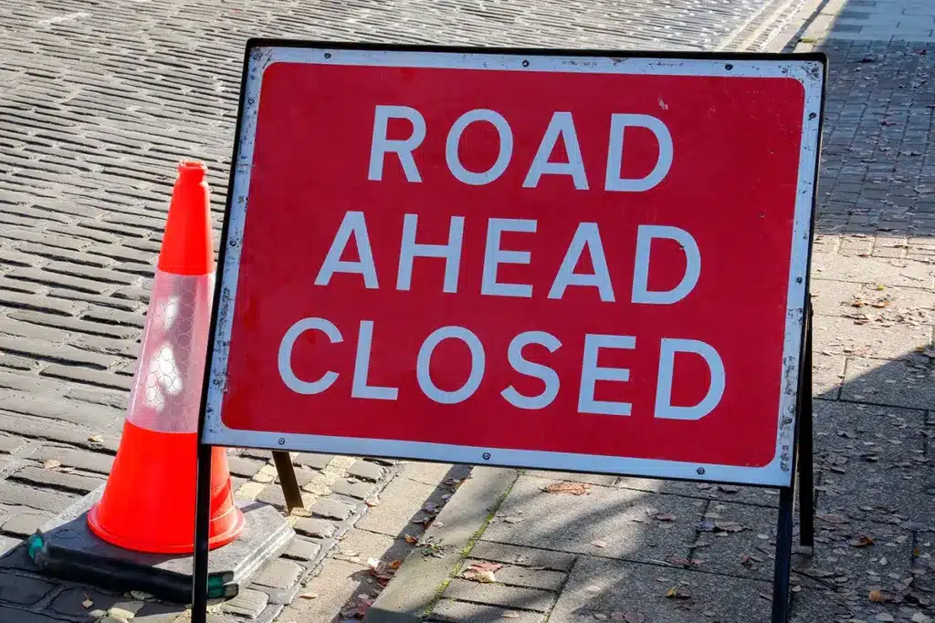 Road closure sign