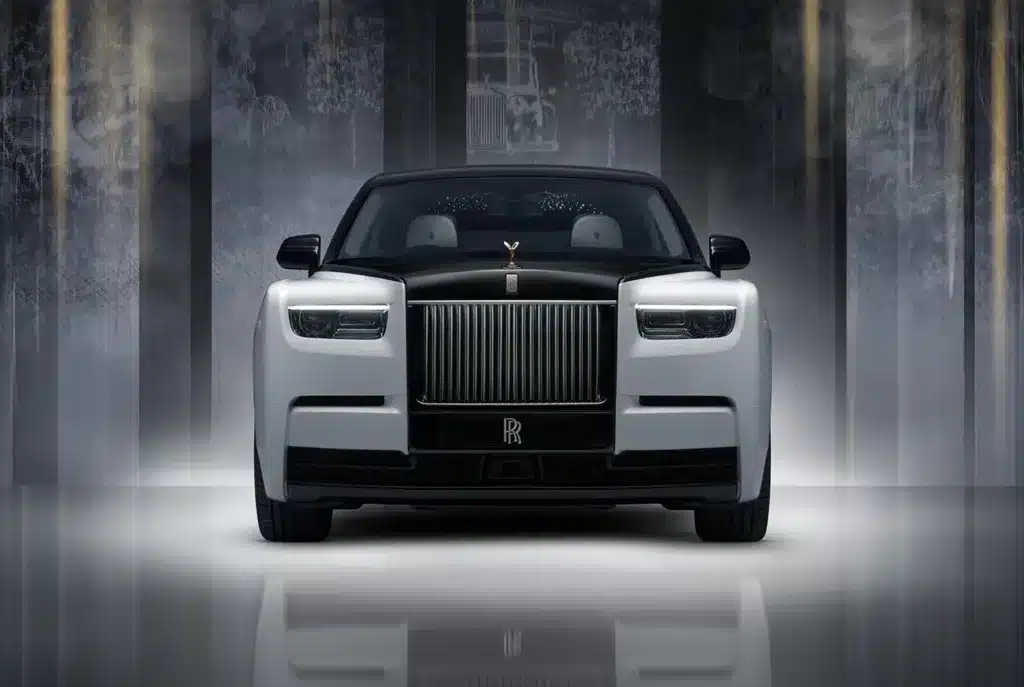 Rolls-Royce Phantom Centenary front view with gold grille accents and bespoke detailing