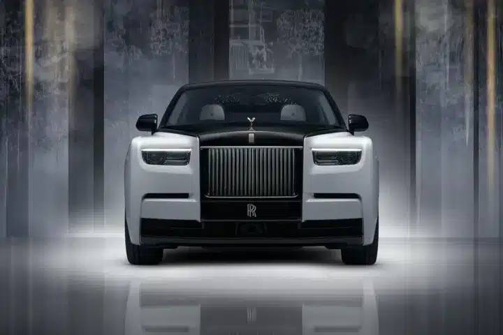 Rolls-Royce Phantom Centenary front view with gold grille accents and bespoke detailing