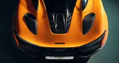 McLaren Artura Spider MCL39 rear view showing hybrid power and design
