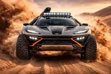 X Skorpio Concept head-on view showing extreme off-road design, 40-inch tyres and desert performance focus