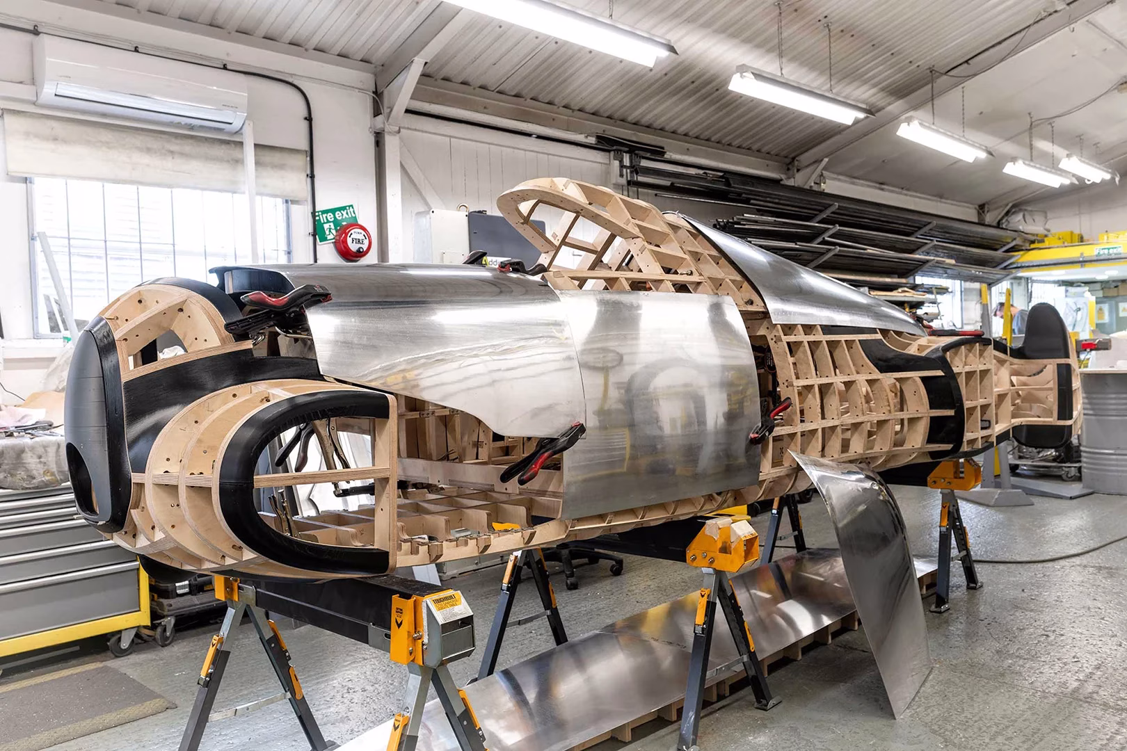 Auto Union Lucca wooden body buck and aluminium panels during reconstruction